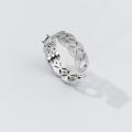 wholesale S925 Sterling Silver Retro Lace Pattern Green Diamond Ring, Designed for a Sense of Elegance, Women's Jewelry R01561-0-4