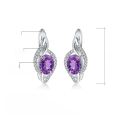 wholesale S925 Silver New Elegant Natural Amethyst Topaz Sapphire Earrings Exquisite Vintage Color Gemstone Earrings-0-0