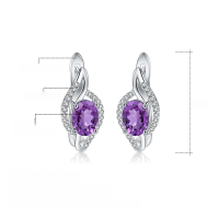 wholesale S925 Silver New Elegant Natural Amethyst Topaz Sapphire Earrings Exquisite Vintage Color Gemstone Earrings-Natural purple crystal earrings