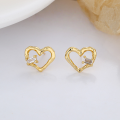 wholesale S925 Sterling Silver Korean Japanese Ins Minimalist Style Square Zircon Irregular Heart-shaped Versatile Earrings-0-1