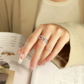 wholesale 925 Sterling Silver Cross-Border New European and American Three-Ring Multi-Circle Zirconia Stacking Ring Women's High-End Sense Big Brand Ins Style-0-2