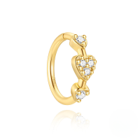 wholesale S925 Sterling Silver Rhinestone-studded Heart And Star Nose Ring, A Bold And Popular European And American Piercing Jewelry-Single gold #4