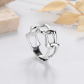 wholesale S925 sterling silver retro trendy minimalist hollow-out index finger ring cross-border ins for women-0-1
