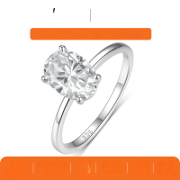 wholesale S925 Sterling Silver Oval Moissanite Ring, Exquisite Unique Design Ring, Amazon Best Seller-Gold 2.5 carats (with certificate)  8 US