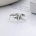 wholesale S925 sterling silver irregular bow ring, fresh and sweet fairy style, niche design, index finger ring for women-0-1
