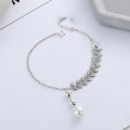 wholesale S925 Sterling Silver Retro Korean-style Wheat Grain Pearl Tassel Pendant French Literary Chic Versatile Necklace-0-2