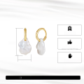 wholesale S925 Sterling Silver, 14K Gold Irregular Cultured Freshwater Pearl Ear Hoop Earrings Factory Direct-0-1