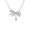 wholesale 18k Gold Plated Silver, Light Luxury Bow Teardrop Pear Shape Moissanite Necklace for Cross-Border Foreign Trade TikTok Direct Supply-0-5