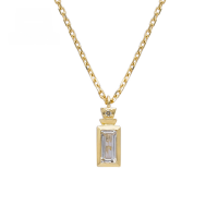 wholesale 10K Gold Geometric Rectangle Simple Women's Topaz Collarbone Chain Japanese-style Light Jewelry-Simple Baguette Topaz Necklace 9K