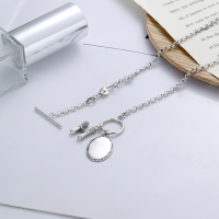 wholesale S925 Sterling Silver Retro Vintage 3D Layered Heart Striped Letter H Pendant with Lucky OT Clasp Necklace-YFL238/approx. 12.3g 925 silver