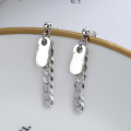 wholesale S925 Sterling Silver Celebrity Same Style Earrings Street Trend New Chain Tag Patchwork Long Earrings-0-1