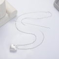wholesale S925 Sterling Silver Korean Ins Minimalist Style Beaded Chain Mixed with Heart Pendant Simple Collarbone Necklace for Women-0-3