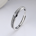 wholesale S925 Sterling Silver Retro Vintage Korean Style Thin Band Full Zirconia Inlaid Ins Minimalist Style Open Ring-0-0
