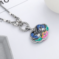 wholesale S990 Sterling Silver Retro Ethnic Style Resin Enamel Auspicious Koi Double-Sided Design DIY Pendant-0-3