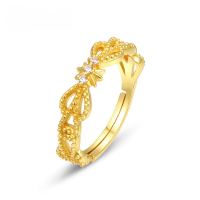 wholesale S925 Sterling Silver New Geometric Pattern Ring, Light Luxury Style from Japan and Korea, Fashionable and Exquisite Diamond-Inlaid Pinky Ring-10K gold + swimming paint Adjustable opening