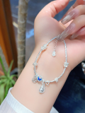wholesale S925 Sterling Silver Butterfly Pearl and Broken Silver Bracelet for Women, New Chinese-style Small Design, National Style Versatile Hand Accessory Gift-0-33