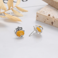 wholesale S925 Sterling Silver Retro Distressed Fashion Minimalist Knot Coin Amber Stone Stud Earrings Trendy Versatile Earrings-0-2