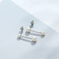 wholesale 925 Sterling Silver Geometric Pearl Stud Earrings for Women, Simple and Versatile Zircon Earrings, Dunli New Style Wholesale-0-0