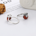 wholesale S925 Sterling Silver Vintage Auspicious Cloud Coin Inlaid with Southern Red Agate Ring, Literary Chinese Style Index Finger Ring-0-1