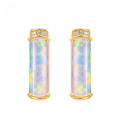 wholesale S925 Silver Geometric Iridescent Synthetic Opal Exquisite Earrings, Light Luxury INS Niche High-End-0-0