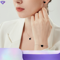 wholesale S925 Silver Plated with Heart Black Agate Necklace Set, Ins Niche High-End Custom Silver Jewelry for Women Wholesale-Bracelet 925 Silver