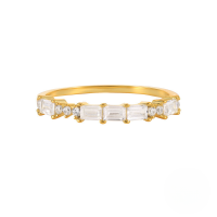 wholesale S925 Sterling Silver Geometric Ring With Colorful Zircons, An Ins Trendy Minimalist Luxury-Square Interval Diamond Set Model Size 8