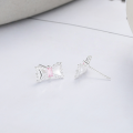 wholesale S925 Sterling Silver Exquisite Bow with Pink Zircon Stud Earrings, Fashionable and Versatile Commuter Style Women's Earrings-0-2