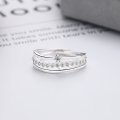 wholesale S925 Sterling Silver European and American Cross-Border Fashion OL Minimalist Layered Irregular Row Diamond Personality Ring-0-2