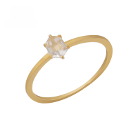 wholesale 10K Gold Minimalist Japanese Muji Style Ring with Irregular White Crystal Wholesale-White crystal 10k gold ring Hong Kong No. 11