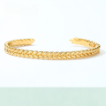 wholesale 925 silver gold-plated open-end women's bracelet with Japanese retro-style golden wheat wave design, wholesale-0-0