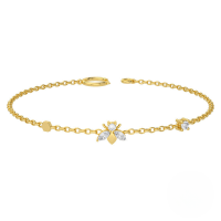wholesale S925 Sterling Silver Korean Ins Style Bee Bracelet With Rhinestones, Featuring A Fun And Luxurious Design-gold