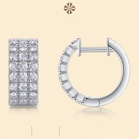wholesale Metal S925 Silver Earring Hoop New Style Live Streaming Ear Stud Cross-Border Hot Selling Ear Jewelry Moissanite Ear Clasp Light Luxury High-End-Moissanite 2mm