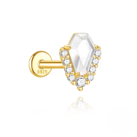 wholesale S925 Sterling Silver Geometric Opal And Zircon Flat Threaded Ear Cuff With Moonstone Fringe-Single gold #6