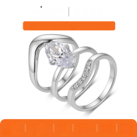 wholesale S925 Silver Set of Three Marquise Moissanite Ring Set, Hot Selling Wholesale on Independent Websites-Platinum 3 carat (with certificate) >9 US