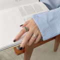 wholesale S925 Sterling Silver 780 Korean Version Cold Minimalist Style Vintage Distressed Woven Intertwined Women's Ring Adjustable Open Silver Ring-0-3