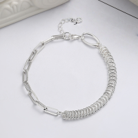 wholesale S925 Sterling Silver AB Chain Link Irregular Bracelet in Sweet and Cool Ins Style Trendy Hip-Hop Jewelry-234SM/approx. 8g>925 silver