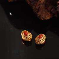 wholesale S925 antique silver gold-plated inlaid with Tiannan red agate hollow handmade DIY bracelet necklace jewelry accessories-Nanhong Three Lives Three Worlds