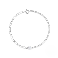 wholesale S925 Sterling Silver Zirconia Splice Bracelet, High-end Design,-Platinum 925 silver