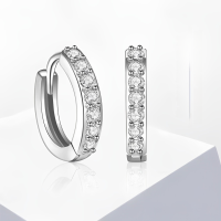 wholesale S925 Sterling Silver Korean Style Elegant Zircon Circle Earrings for Women, Ear Clasp Fashion Trendy Hoop Cross-Border New Product-Earrings 925 silver