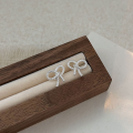 wholesale S925 Sterling Silver Korean-style Line Bow Stud Earrings Women's Ins Style Niche Light Luxury Minimalist Earrings Jewelry Trendy-0-5
