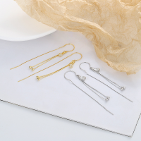 wholesale S925 Sterling Silver U-Shaped Pipa Design Tassel Ear Thread Fashionable Elegant Ins Style Luxury Bar Earrings-114FR/white gold approximately 2.8g/pair>925 silver