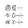 wholesale S925 Sterling Silver Classic Cross-Border Hit Four-Paw Genuine D Color Moissanite Stud Earrings for Women Factory Foreign Trade Wholesale-0-4