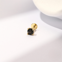 wholesale S925 Sterling Silver Black Hair Crystal Marquise Fringe Flat Head Threaded Ear Cartilage Stud-Single gold #5 (4MM)