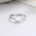 wholesale S925 sterling silver twisted square ring, simple Korean-style, ins-fashion, versatile daily wear accessory-0-1