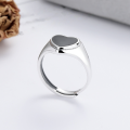 wholesale S925 Sterling Silver FashionSweet and Cool Style Black Droplet Glitter Heart Single Ring Adjustable Open Ring-0-1