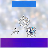 wholesale 925 Sterling Silver Classic Four-Prong Butterfly Moissanite Earring Customization Temperament Light Luxury High-End Earring Factory Wholesale-0.1 carat white (gold)  US size 7