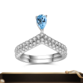 wholesale S925 Sterling Silver Fashionable Light Luxury V-Shape Design Gemstone Set Ring with Natural Topaz-0-0