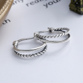 wholesale S925 Sterling Silver Ins-style Minimalist Twist Double-layer Ear Clasp Elegant and Graceful Hoop Earrings-0-1