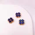wholesale S925 gold-plated silver natural lapis lazuli four-leaf clover running charm bracelet necklace braided cord DIY handmade spacer beads semi-finished-0-6