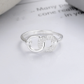 wholesale S925 Sterling Silver European and American Cross-Border Geometric Interlocking Zircon Inlaid Design Sense Light Luxury Openable Ring-0-0